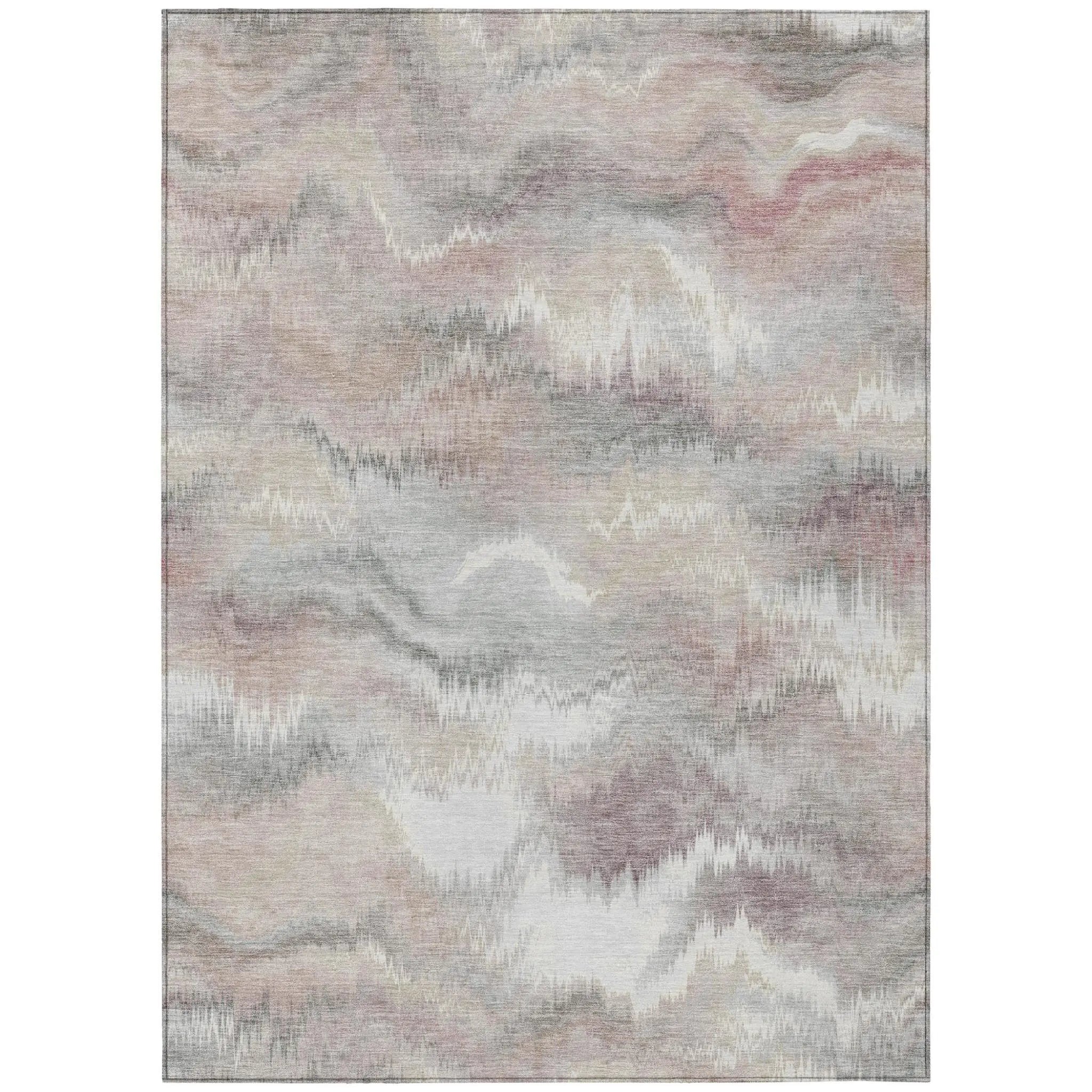 5' X 8' Ivory And Silver Abstract Washable Indoor Outdoor Area Rug Homeroots Outdoor