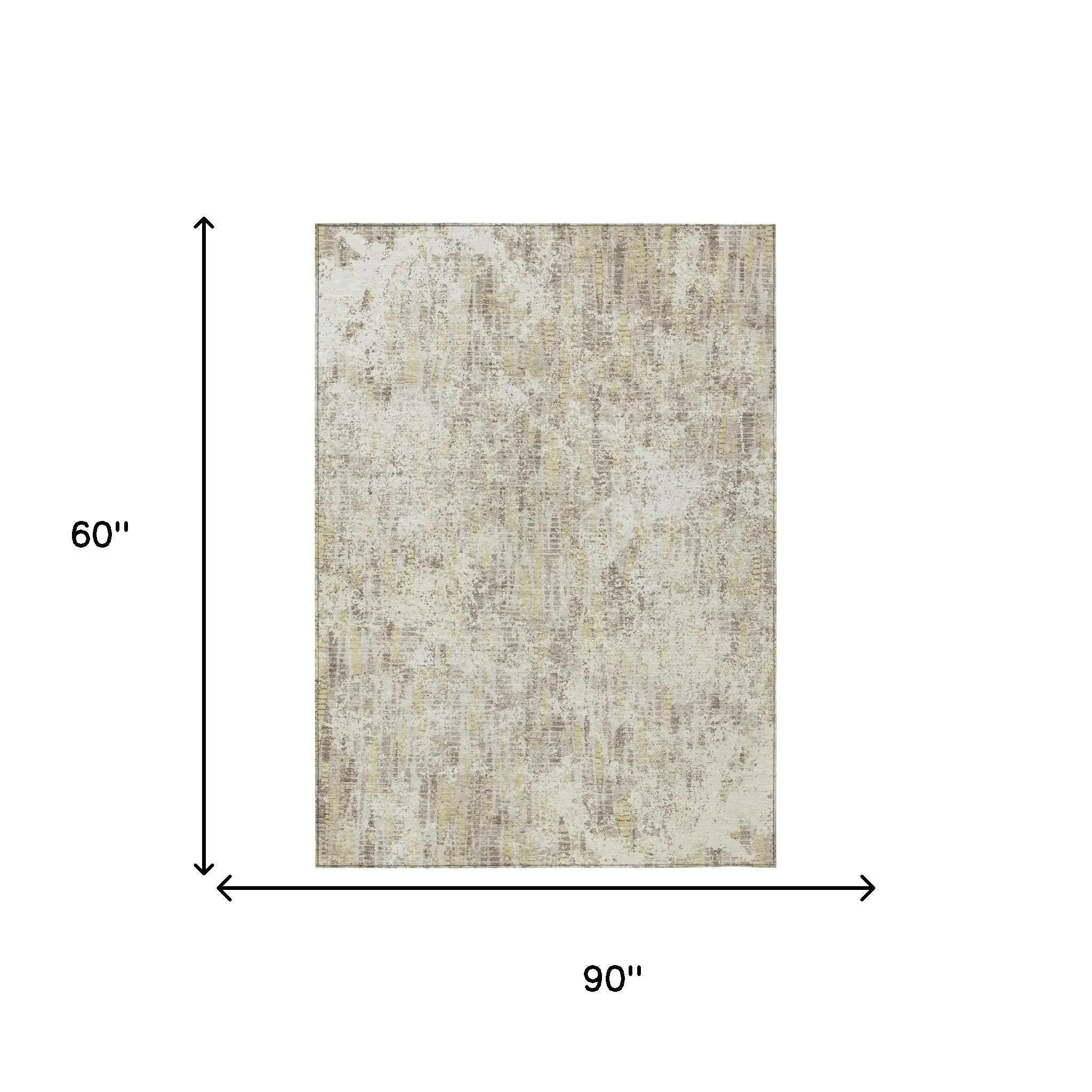 5' X 8' Ivory And Silver Abstract Washable Indoor Outdoor Area Rug Homeroots Outdoor