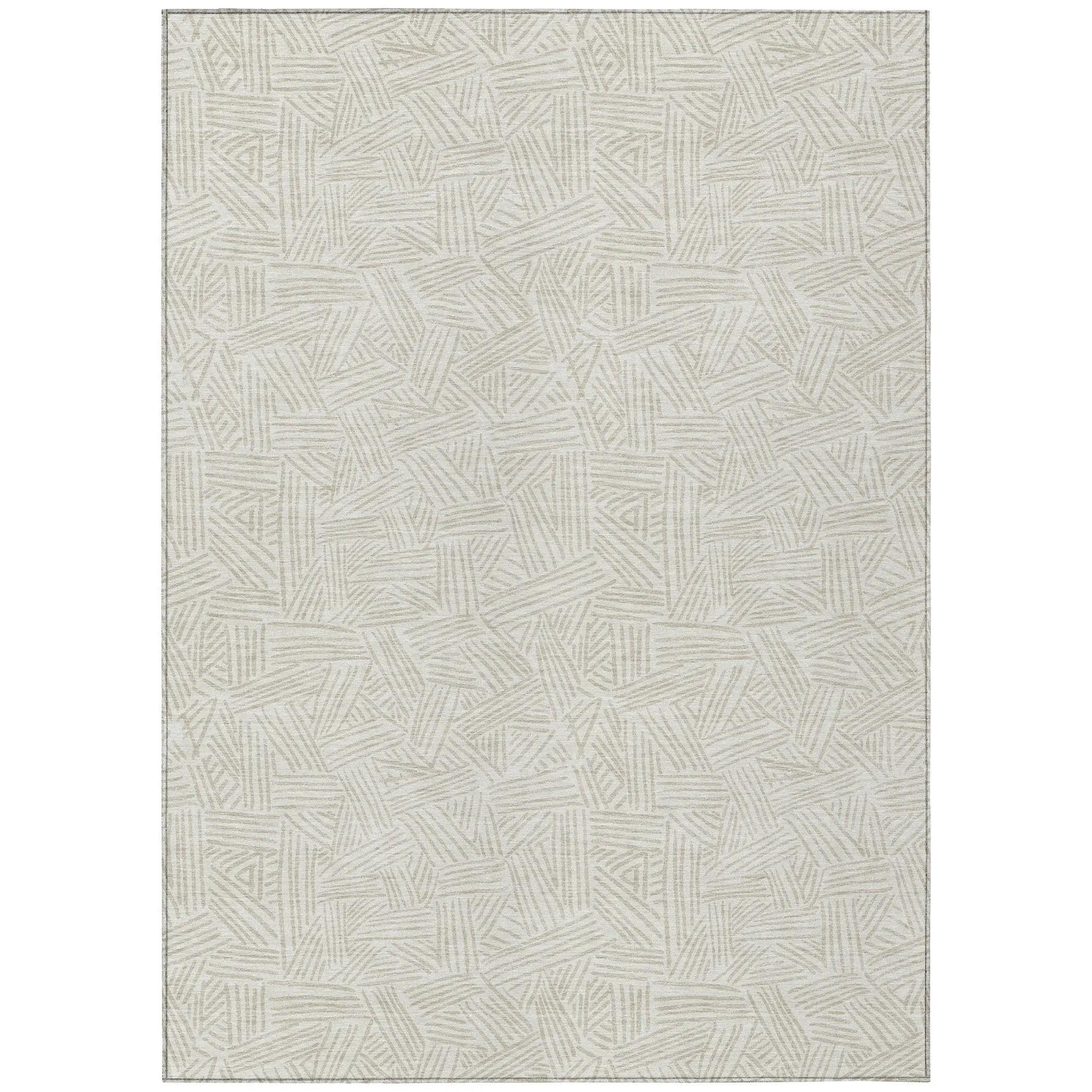 5' X 8' Ivory And Silver Geometric Washable Indoor Outdoor Area Rug Homeroots Outdoor