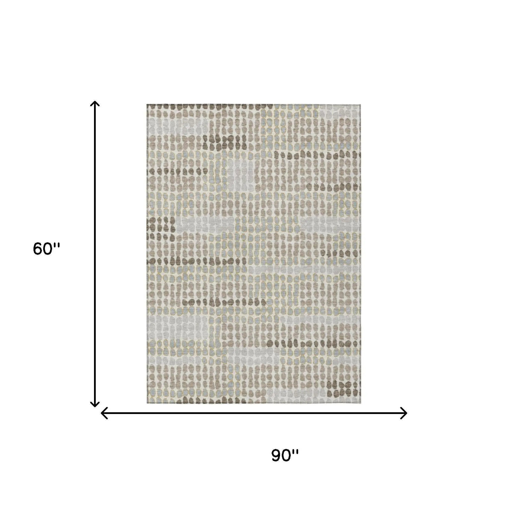 5' X 8' Ivory And Silver Geometric Washable Indoor Outdoor Area Rug Homeroots Outdoor