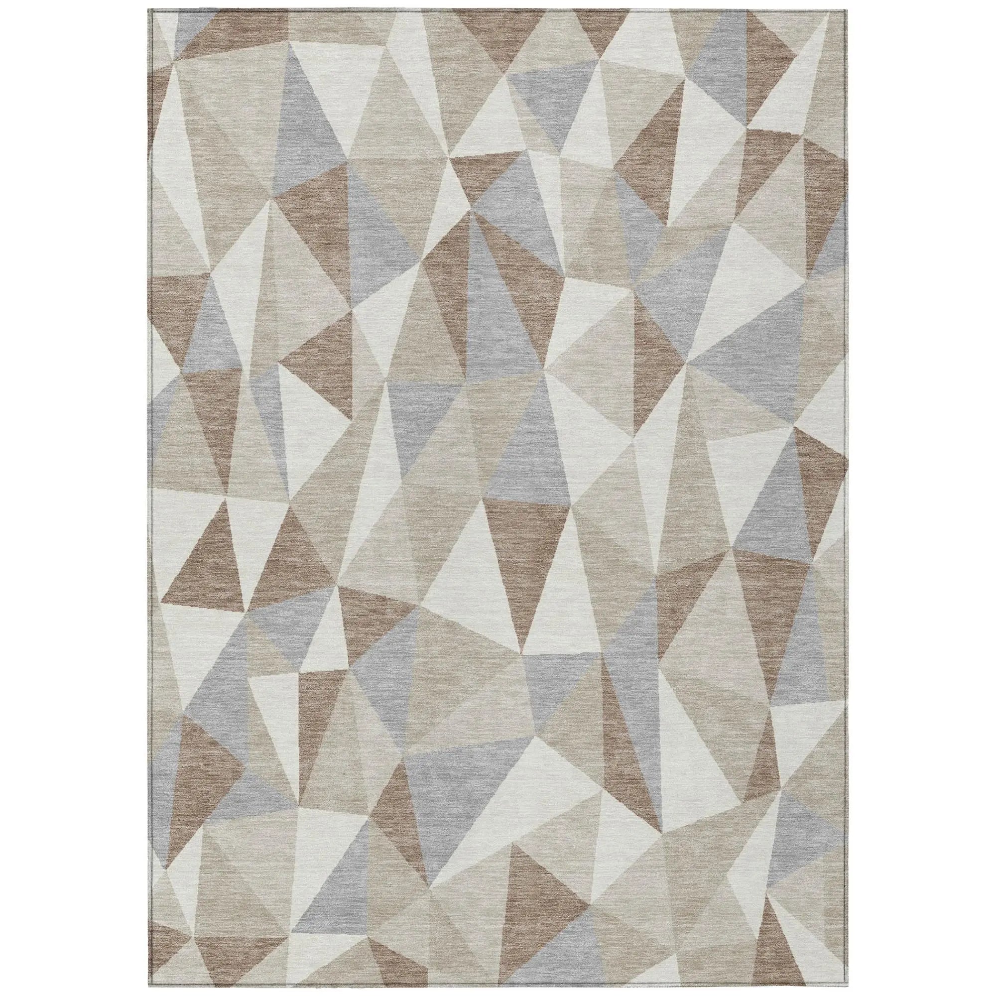 5' X 8' Ivory And Silver Geometric Washable Indoor Outdoor Area Rug Homeroots Outdoor
