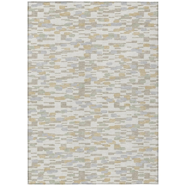 5' X 8' Ivory And Silver Geometric Washable Indoor Outdoor Area Rug Homeroots Outdoor