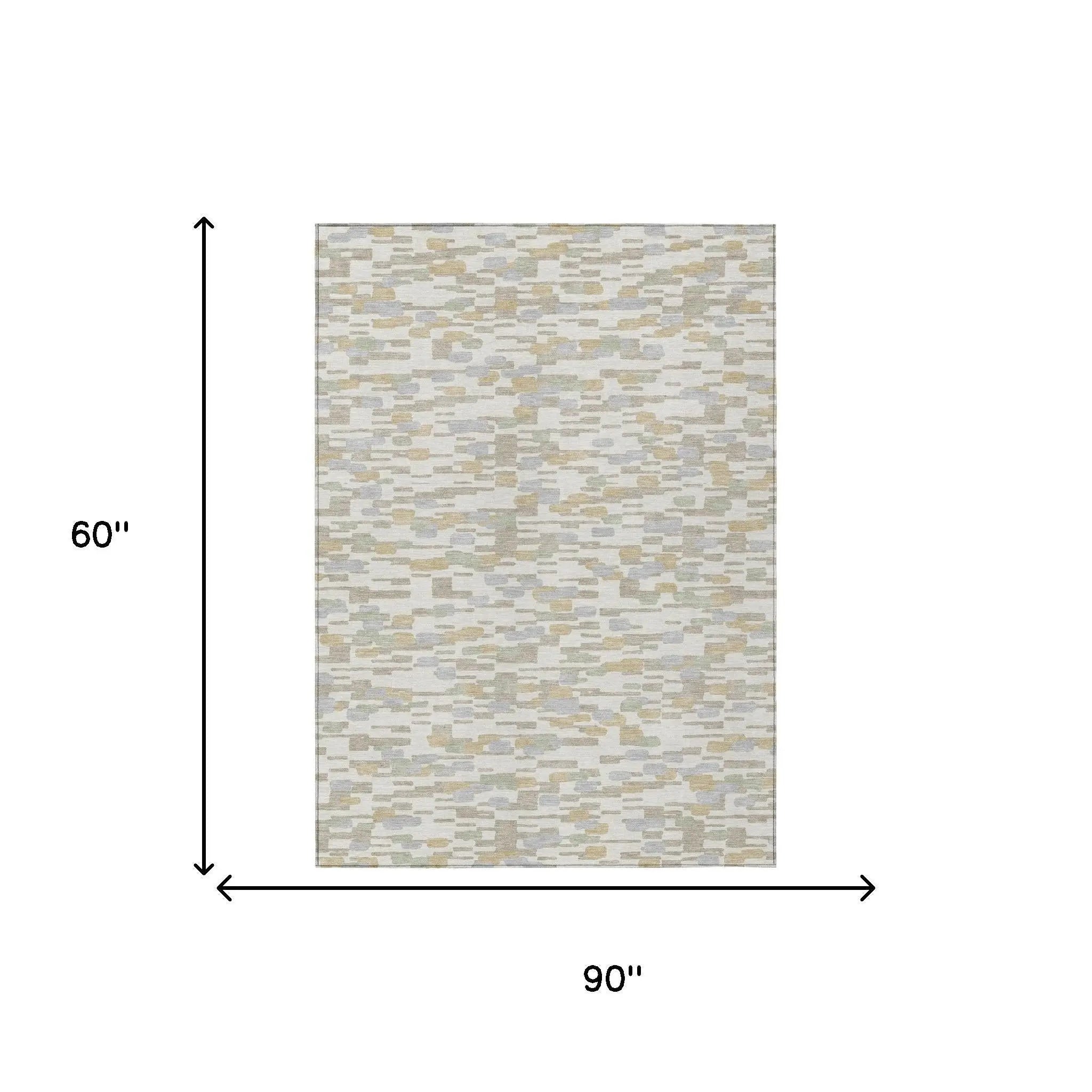 5' X 8' Ivory And Silver Geometric Washable Indoor Outdoor Area Rug Homeroots Outdoor
