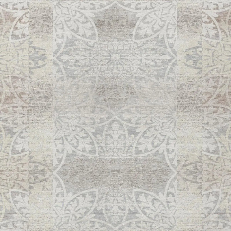5' X 8' Ivory And Silver Oriental Washable Indoor Outdoor Area Rug Homeroots Outdoor