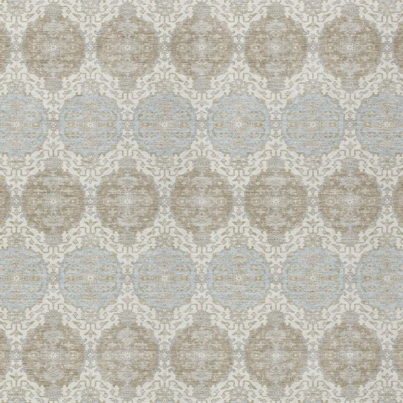 5' X 8' Ivory And Silver Striped Washable Indoor Outdoor Area Rug Homeroots Outdoor