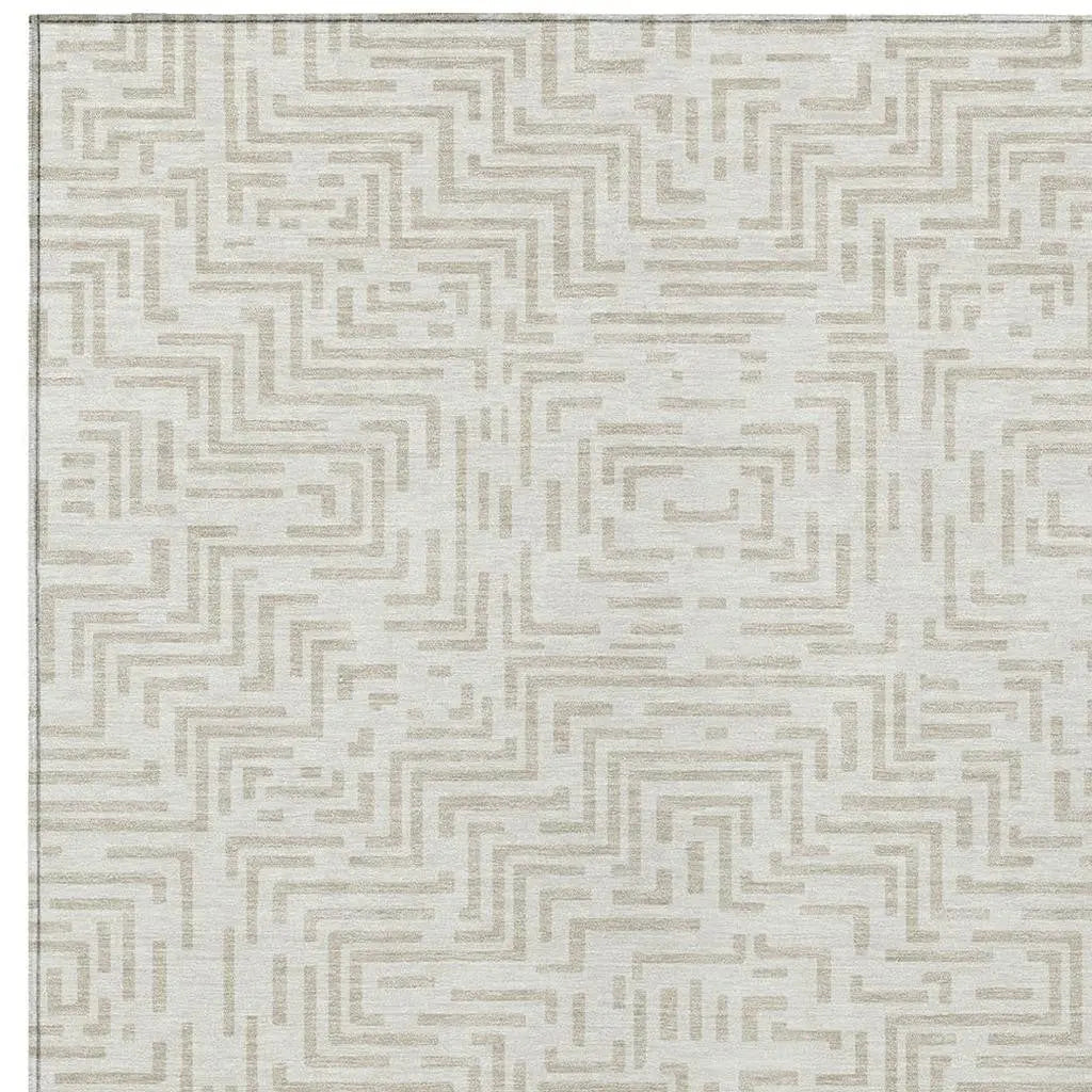 5' X 8' Ivory And Sky Blue Geometric Washable Indoor Outdoor Area Rug Homeroots Outdoor