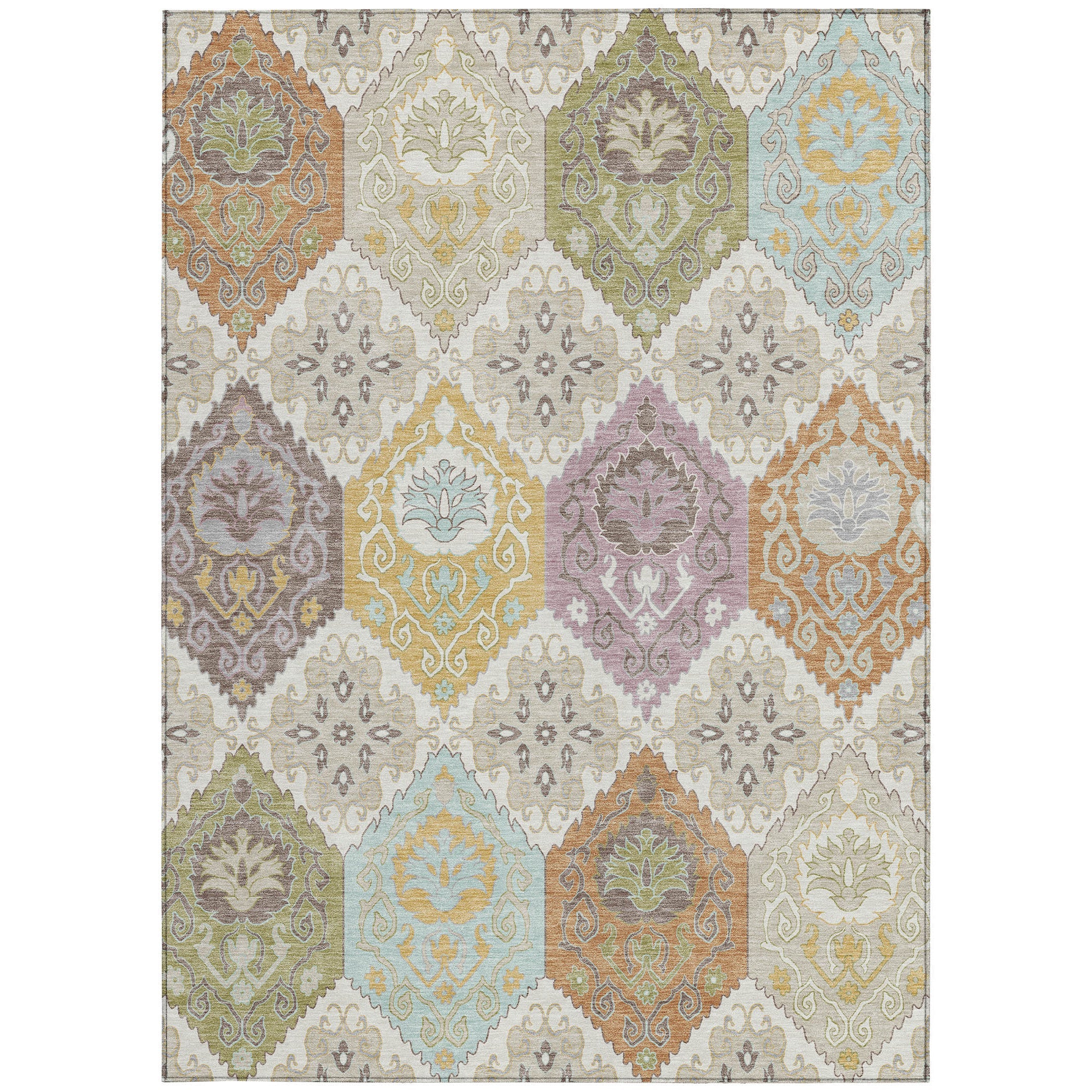 5' X 8' Ivory And Sky Blue Geometric Washable Indoor Outdoor Area Rug Homeroots Outdoor