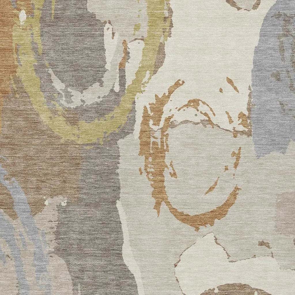 5' X 8' Ivory And Taupe Abstract Washable Indoor Outdoor Area Rug Homeroots Outdoor