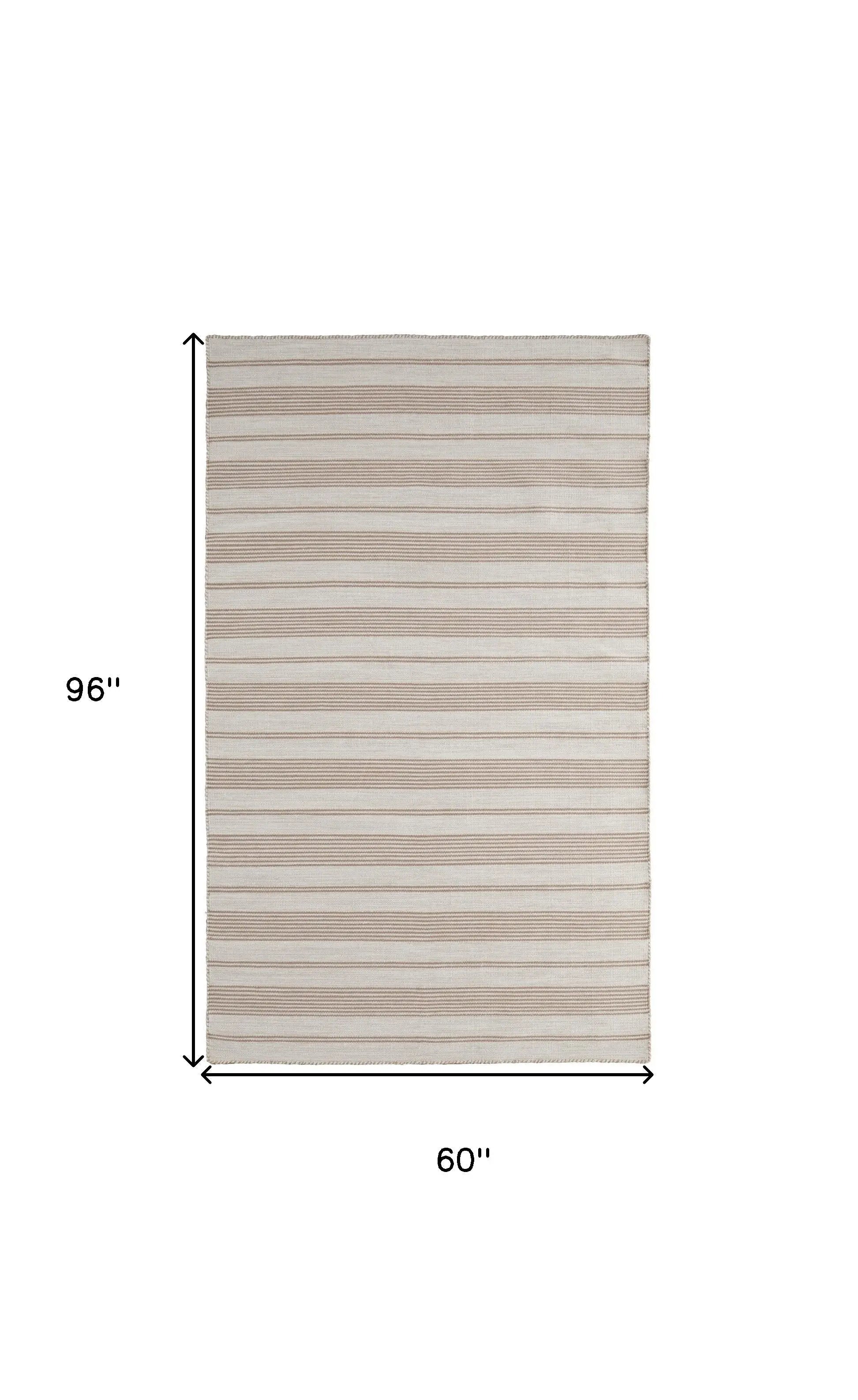 5' X 8' Ivory And Taupe Striped Hand Woven Area Rug Homeroots Outdoor