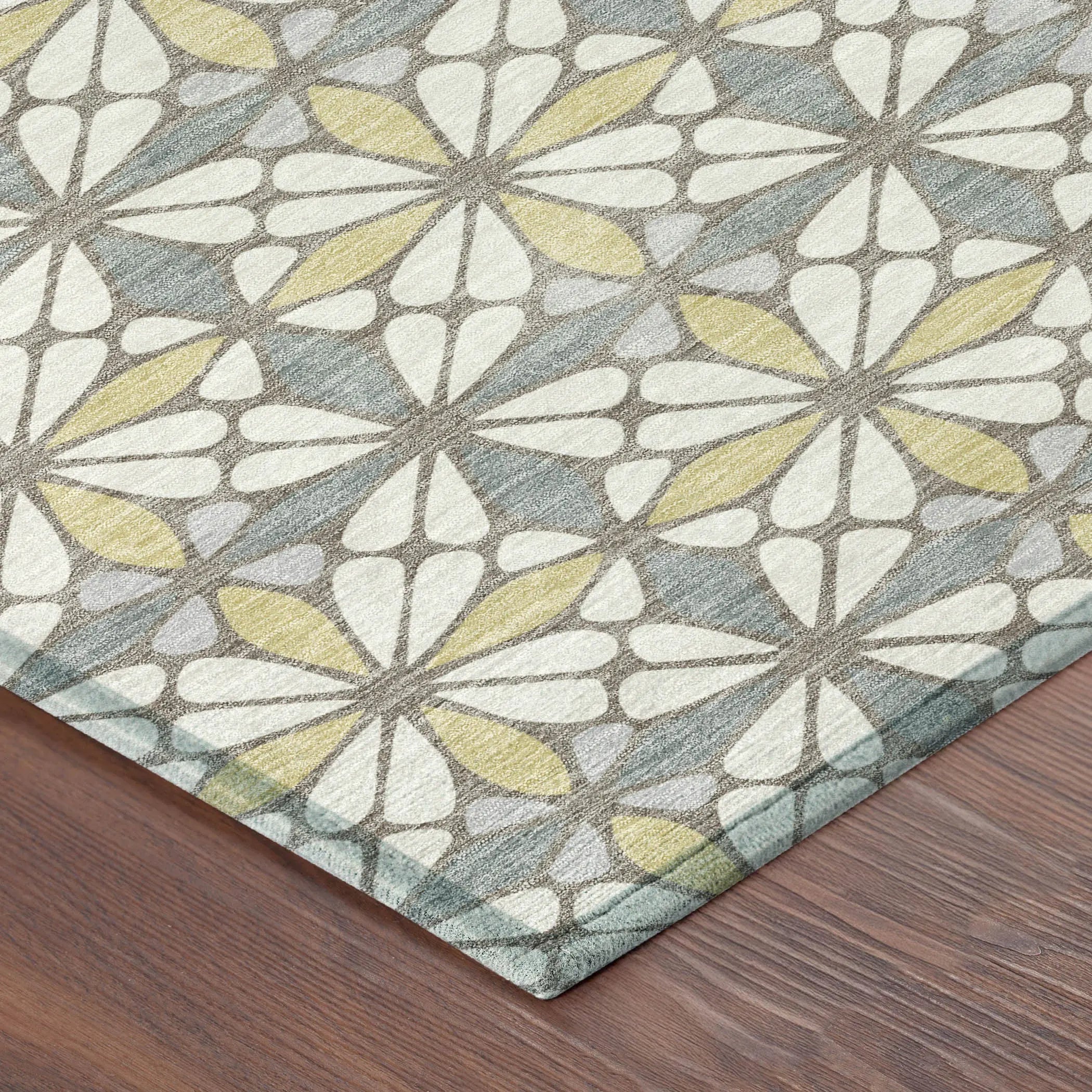 5' X 8' Ivory And Wheat Geometric Washable Indoor Outdoor Area Rug Homeroots Outdoor