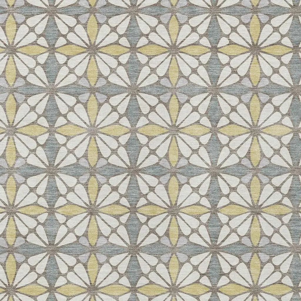 5' X 8' Ivory And Wheat Geometric Washable Indoor Outdoor Area Rug Homeroots Outdoor
