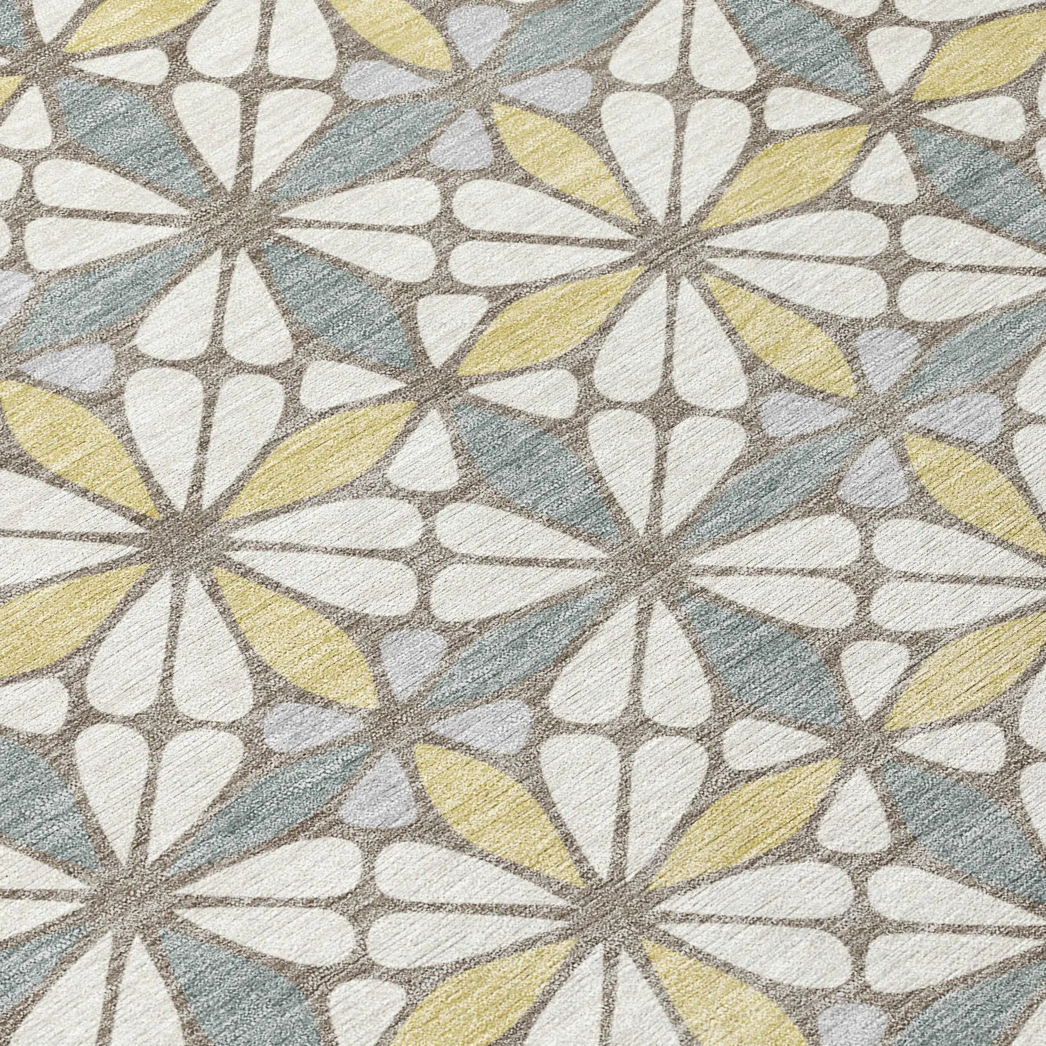 5' X 8' Ivory And Wheat Geometric Washable Indoor Outdoor Area Rug Homeroots Outdoor