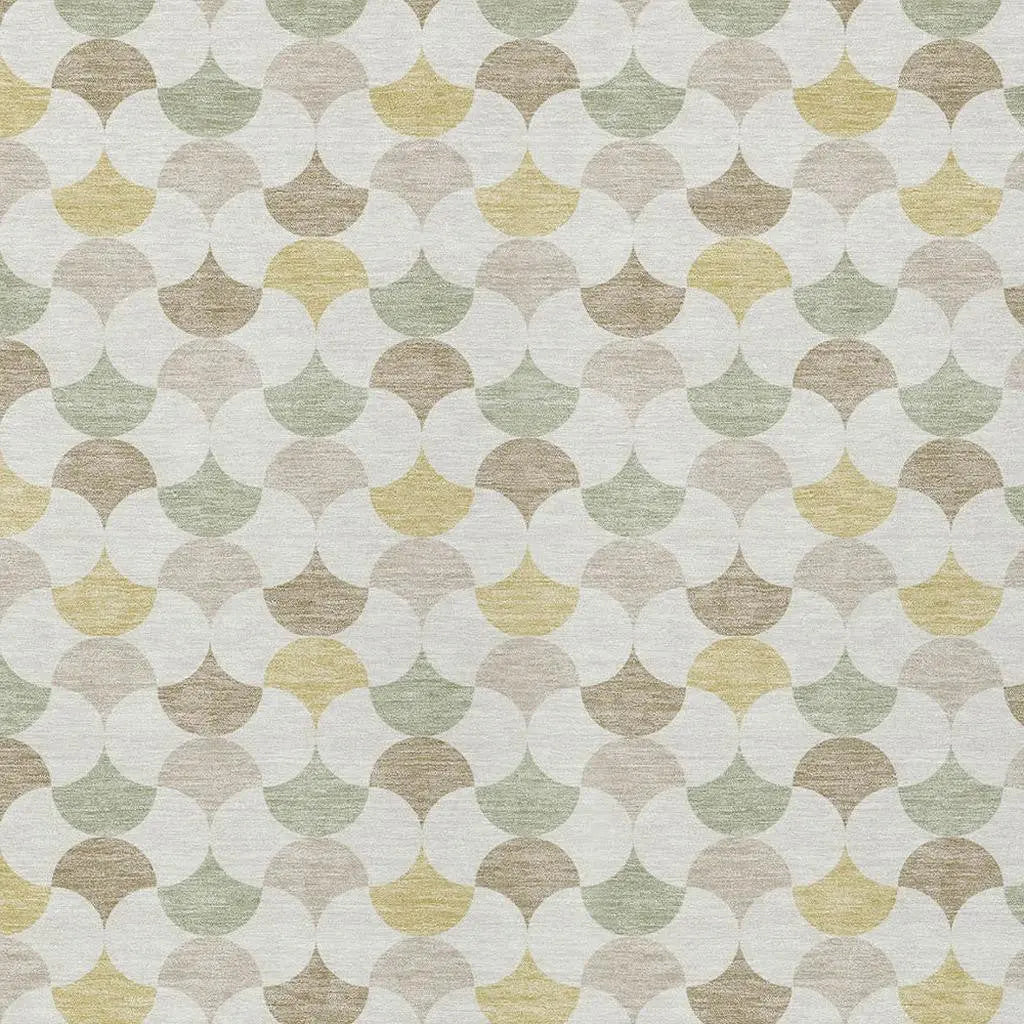 5' X 8' Ivory And Wheat Geometric Washable Indoor Outdoor Area Rug Homeroots Outdoor