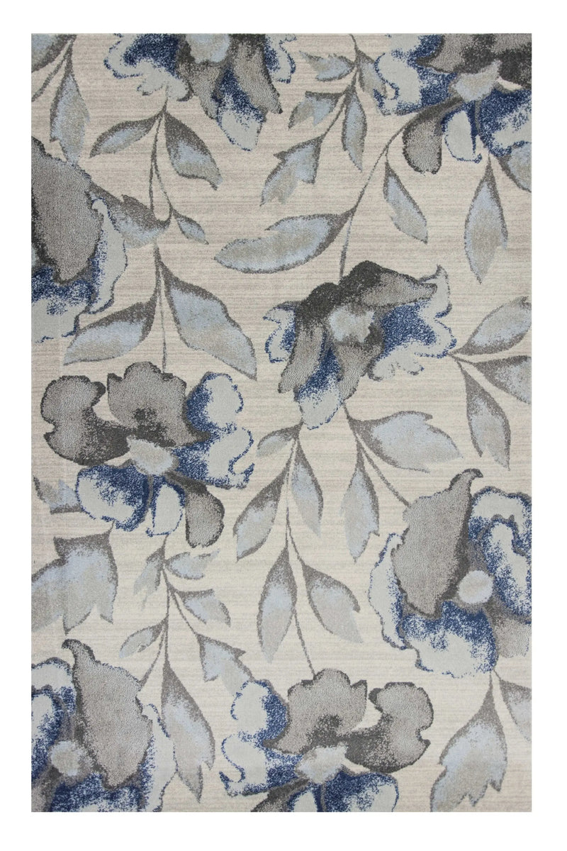 5' X 8' Ivory Blue And Gray Floral Vines Area Rug Homeroots Home Decor