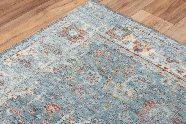 5' X 8' Ivory Blue And Yellow New Zealand Lambs Wool Oriental Hand Carved Handmade Area Rug Homeroots Home Decor