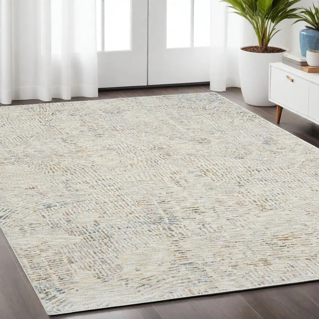 5' X 8' Ivory and Gray Abstract Area Rug Homeroots Home Decor