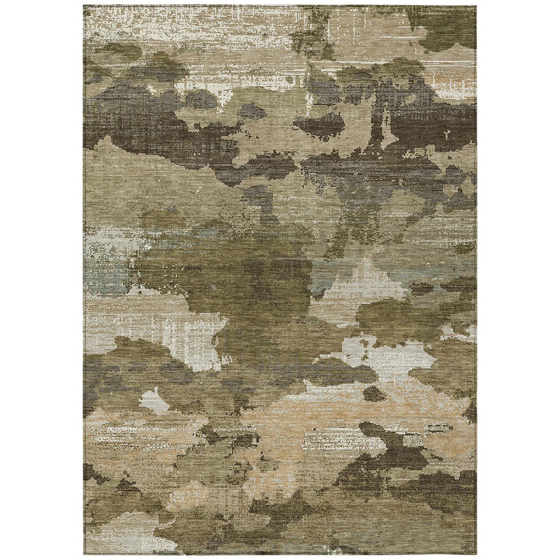 5' X 8' Khaki And Beige Abstract Washable Indoor Outdoor Area Rug Homeroots Outdoor