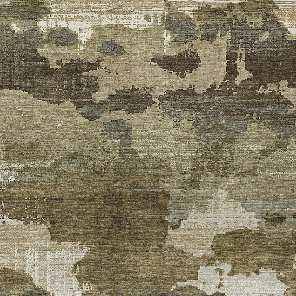 5' X 8' Khaki And Beige Abstract Washable Indoor Outdoor Area Rug Homeroots Outdoor