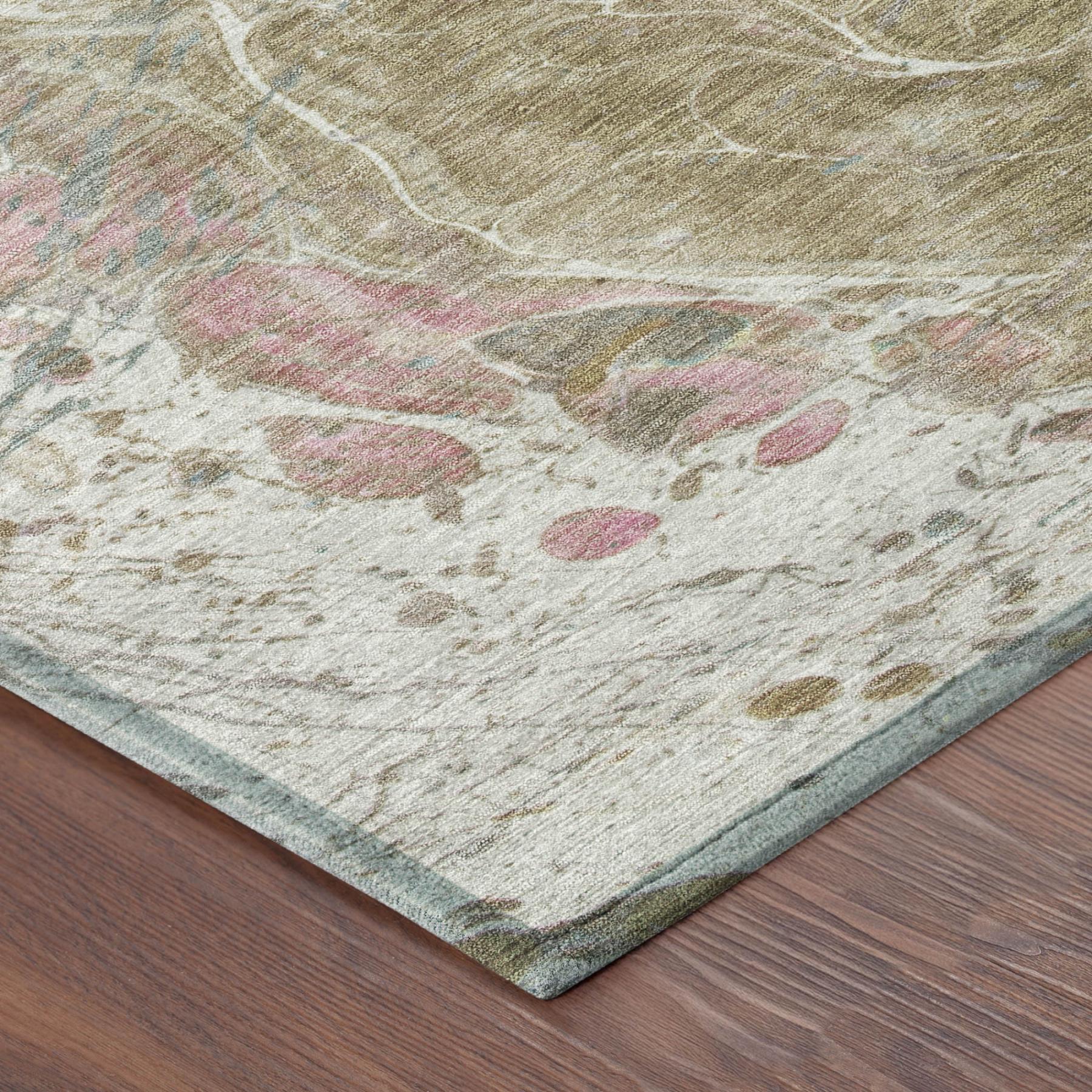 5' X 8' Khaki And Brown Abstract Washable Indoor Outdoor Area Rug Homeroots Outdoor
