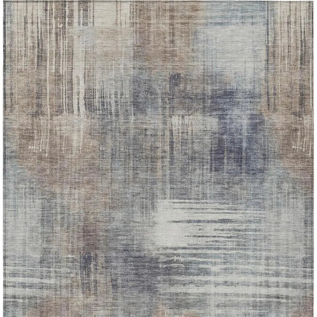 5' X 8' Khaki And Brown Abstract Washable Indoor Outdoor Area Rug Homeroots Outdoor