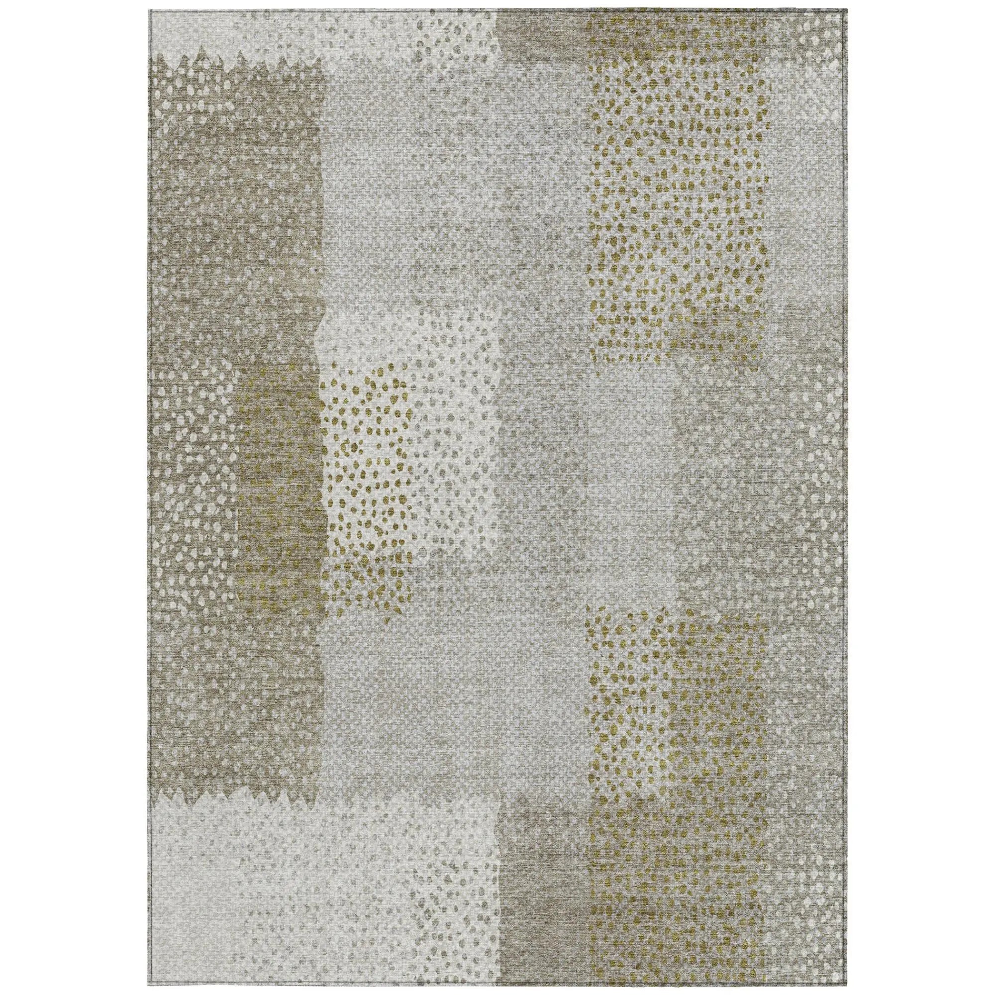 5' X 8' Khaki And Brown Abstract Washable Indoor Outdoor Area Rug Homeroots Outdoor