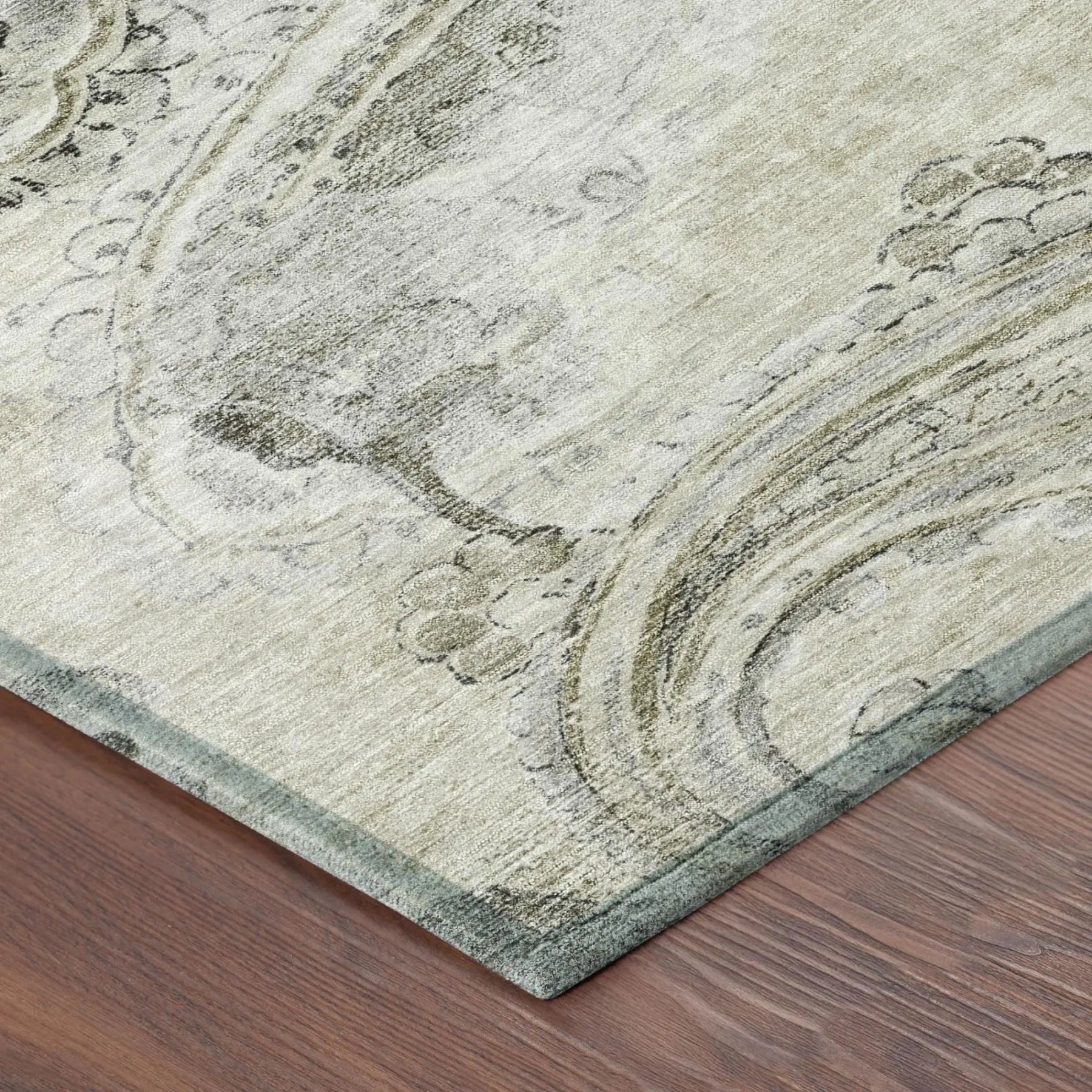 5' X 8' Khaki And Brown Paisley Washable Indoor Outdoor Area Rug Homeroots Outdoor