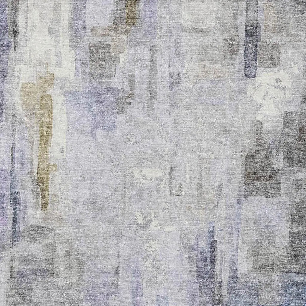 5' X 8' Lavender And Gray Abstract Washable Indoor Outdoor Area Rug Homeroots Outdoor
