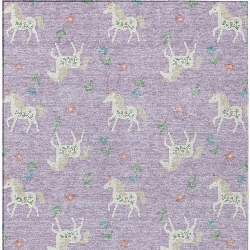 5' X 8' Lavender And Ivory Floral Washable Indoor Outdoor Area Rug Homeroots Outdoor