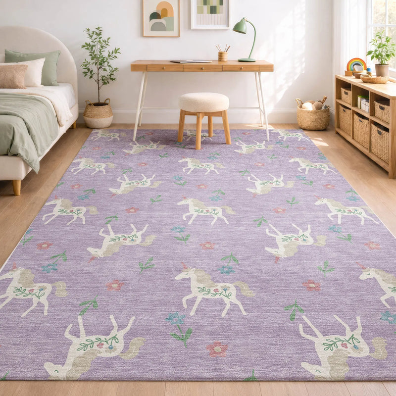 5' X 8' Lavender And Ivory Floral Washable Indoor Outdoor Area Rug Homeroots Outdoor