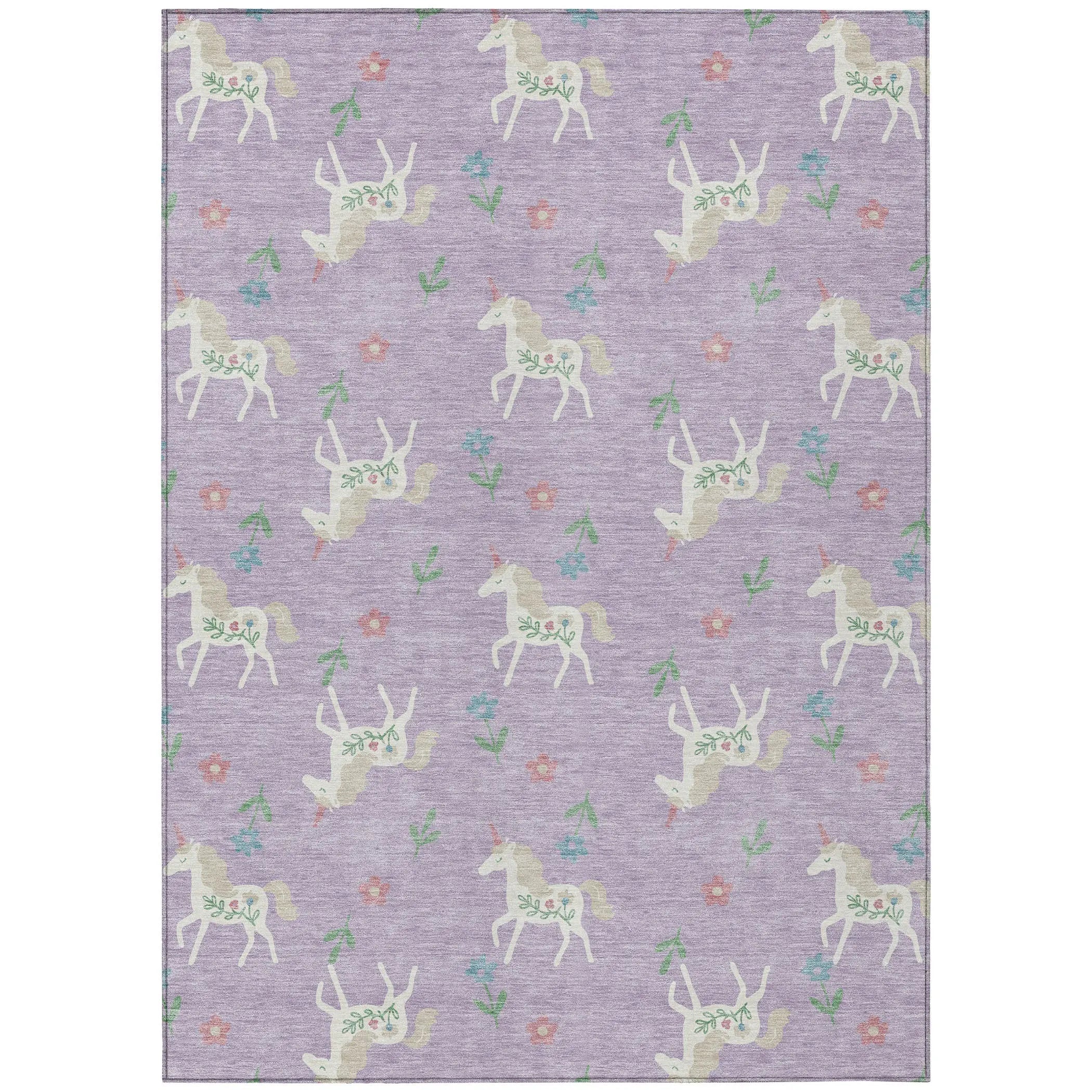 5' X 8' Lavender And Ivory Floral Washable Indoor Outdoor Area Rug Homeroots Outdoor