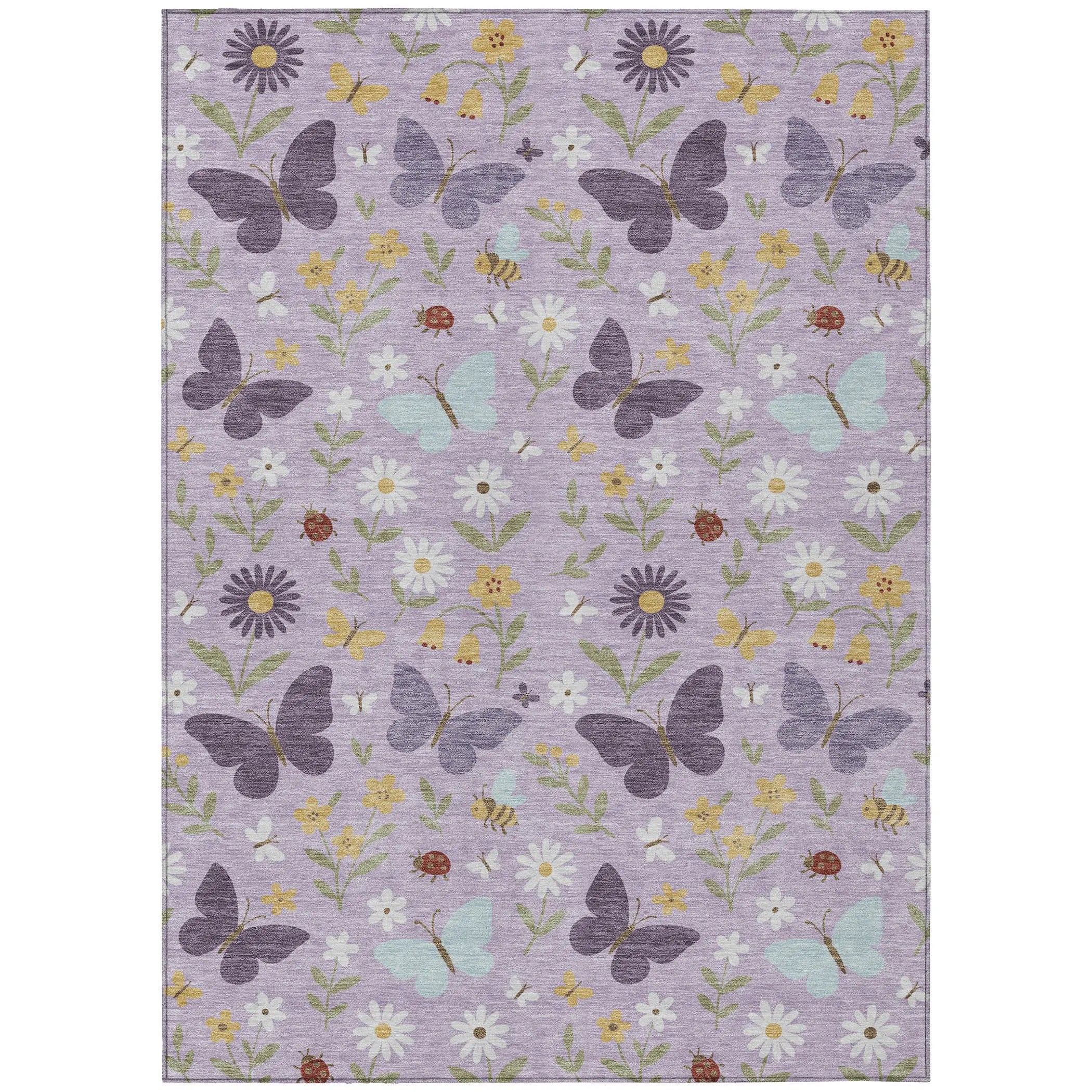 5' X 8' Lavender And Purple Abstract Washable Indoor Outdoor Area Rug Homeroots Outdoor
