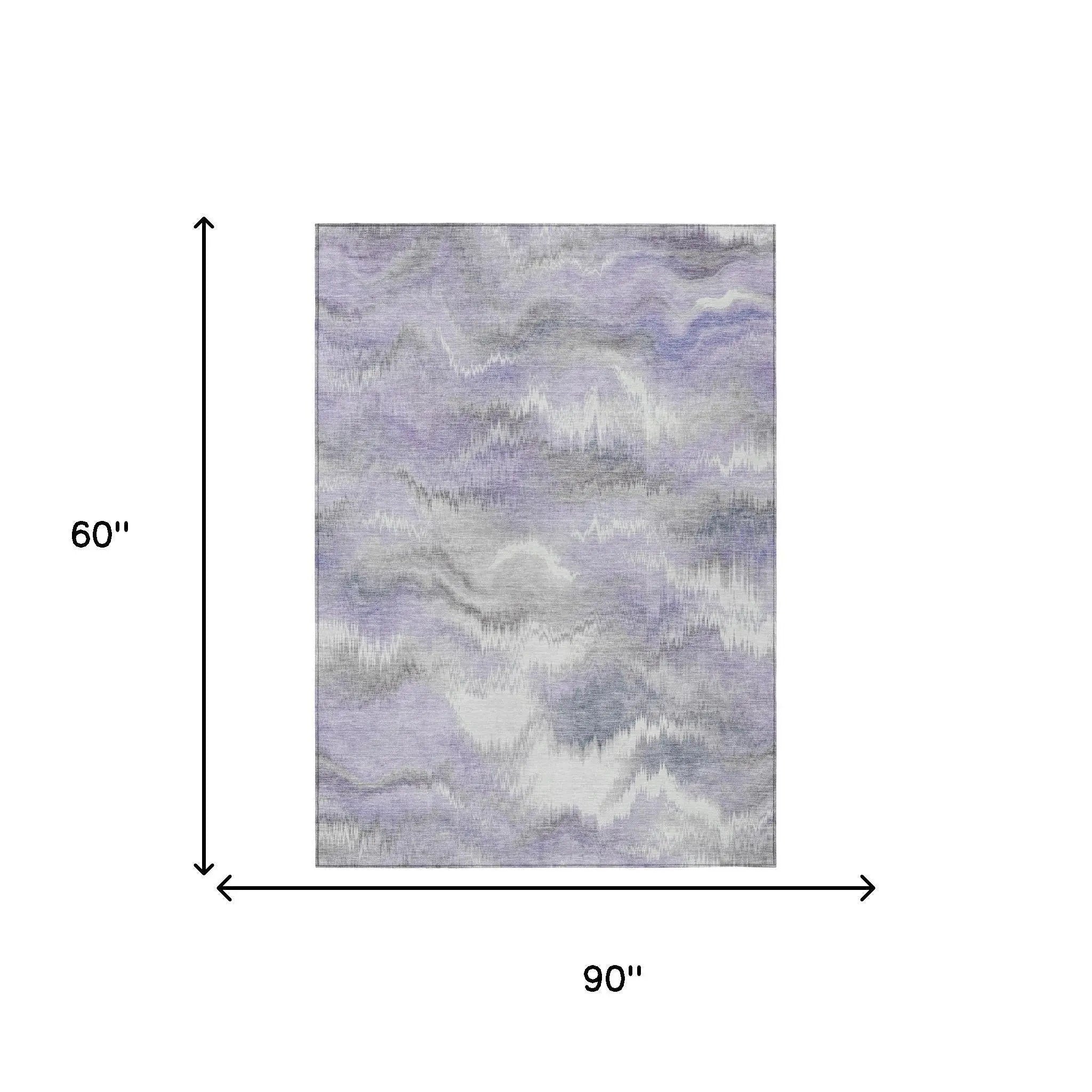 5' X 8' Lavender And Purple Abstract Washable Indoor Outdoor Area Rug Homeroots Outdoor