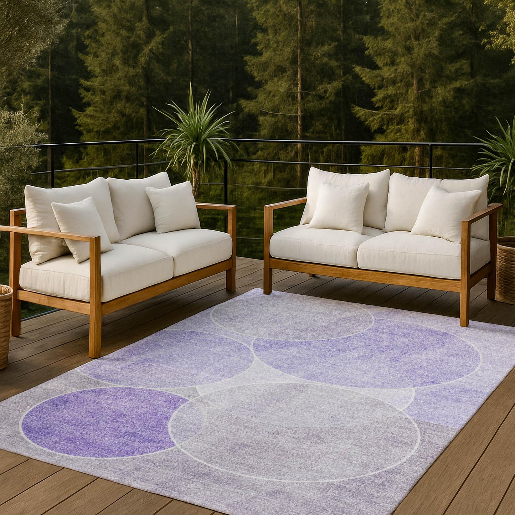 5' X 8' Lavender And Purple Geometric Washable Indoor Outdoor Area Rug Homeroots Outdoor