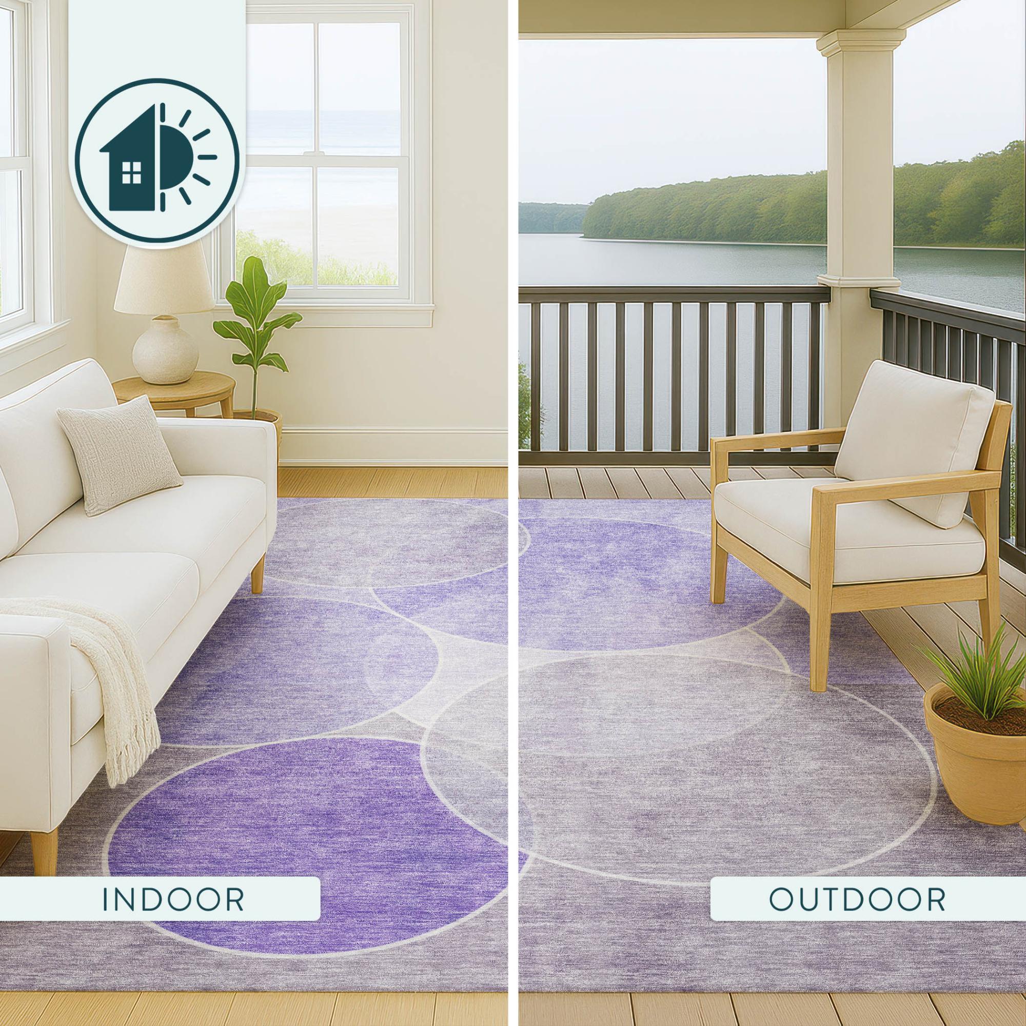 5' X 8' Lavender And Purple Geometric Washable Indoor Outdoor Area Rug Homeroots Outdoor