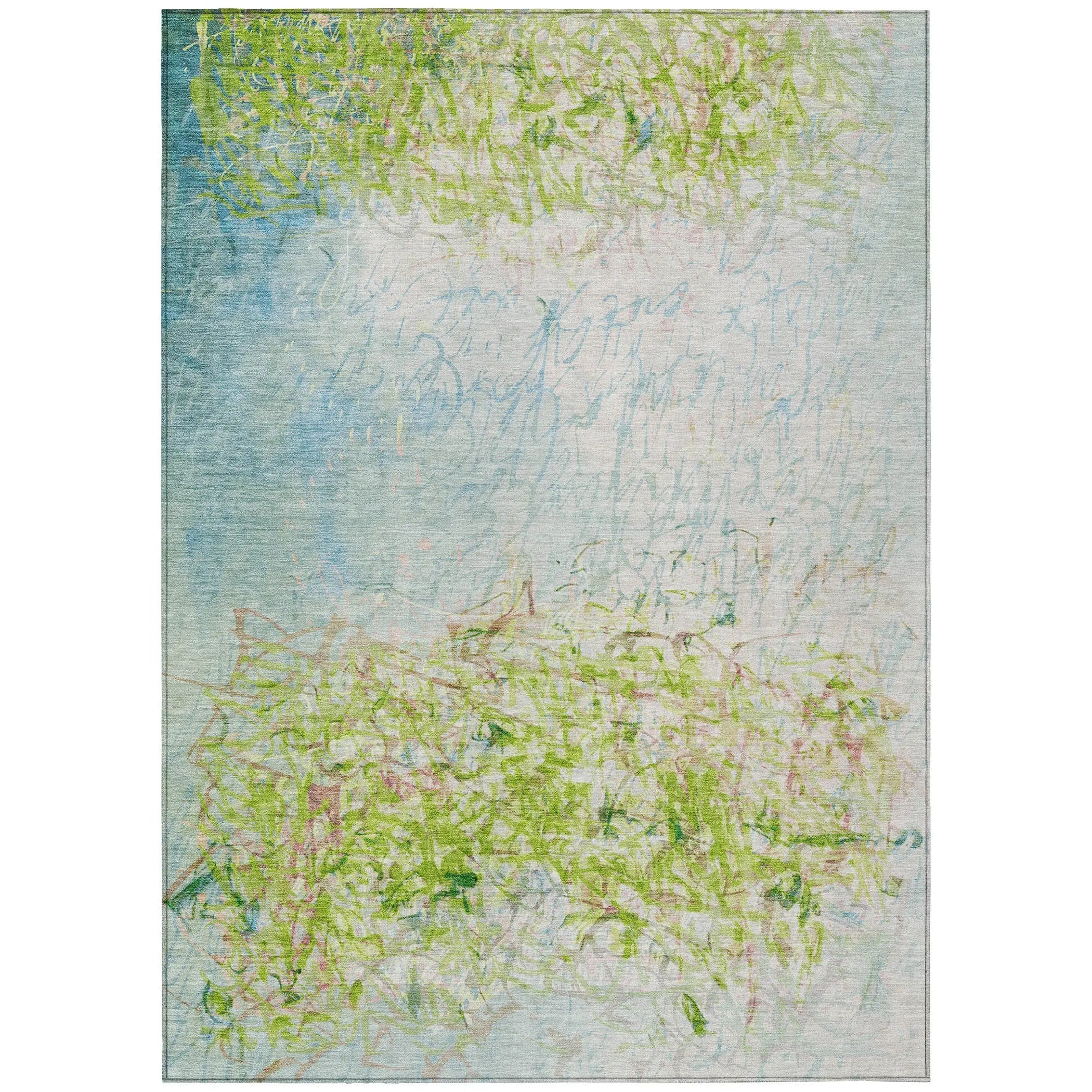 5' X 8' Lime Green And Ivory Abstract Washable Indoor Outdoor Area Rug Homeroots Outdoor