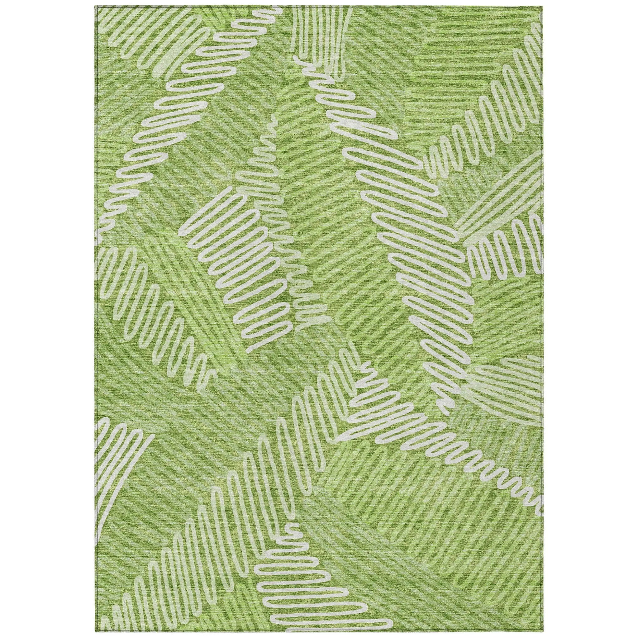 5' X 8' Lime Green And Ivory Floral Washable Indoor Outdoor Area Rug Homeroots Outdoor