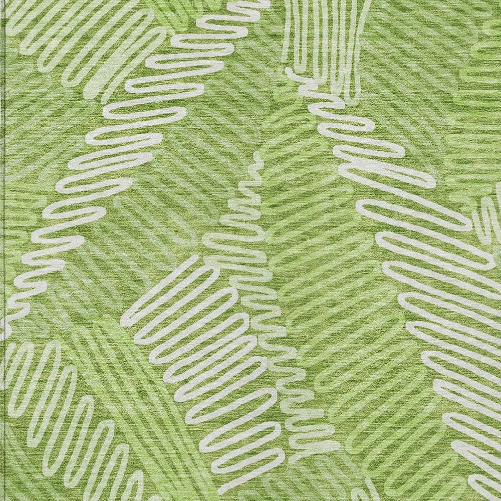 5' X 8' Lime Green And Ivory Floral Washable Indoor Outdoor Area Rug Homeroots Outdoor