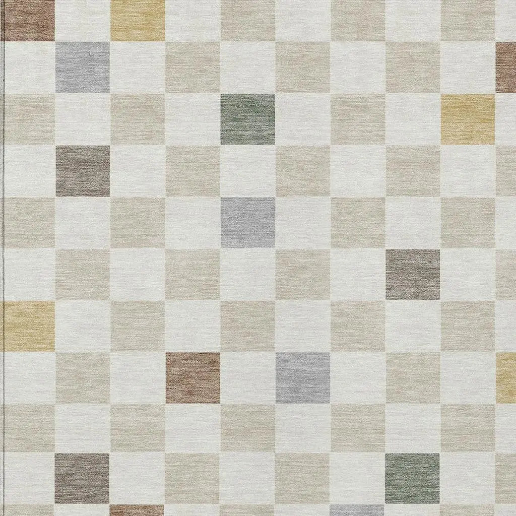 5' X 8' Linen And Black Geometric Washable Indoor Outdoor Area Rug Homeroots Outdoor