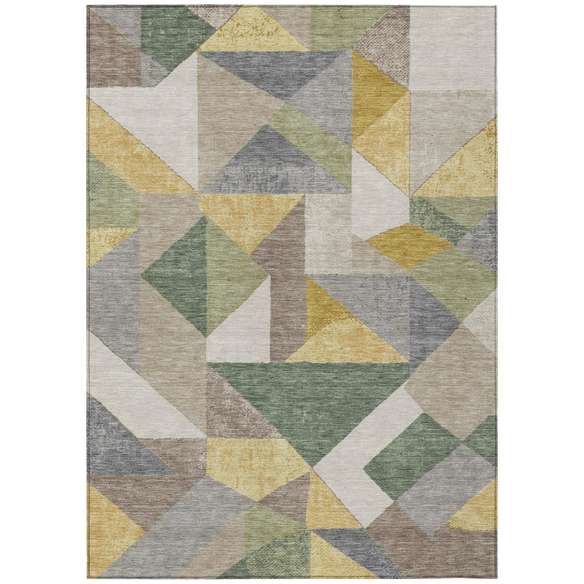 5' X 8' Linen And Ivory Geometric Washable Indoor Outdoor Area Rug Homeroots Outdoor