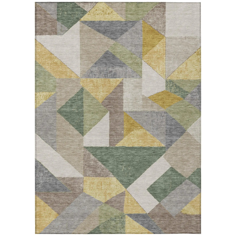 5' X 8' Linen And Ivory Geometric Washable Indoor Outdoor Area Rug Homeroots Outdoor