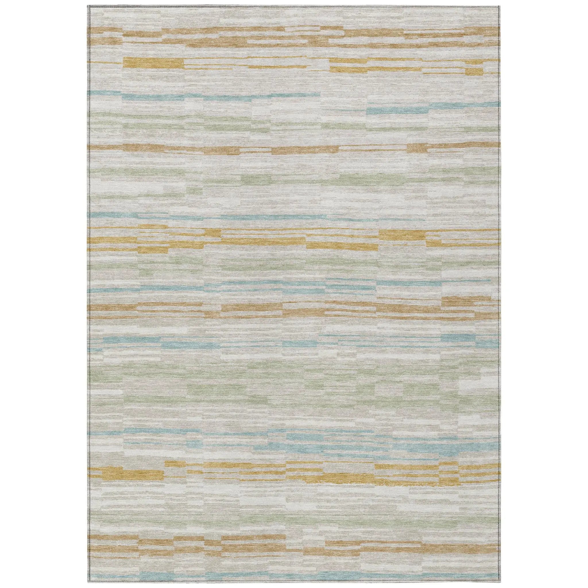 5' X 8' Linen And Ivory Striped Washable Indoor Outdoor Area Rug Homeroots Outdoor