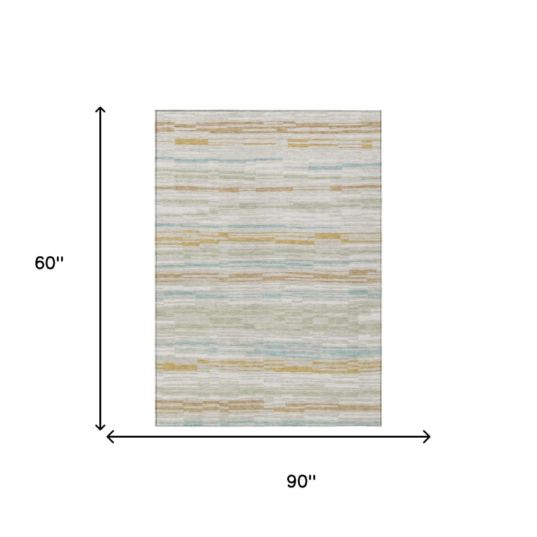 5' X 8' Linen And Ivory Striped Washable Indoor Outdoor Area Rug Homeroots Outdoor