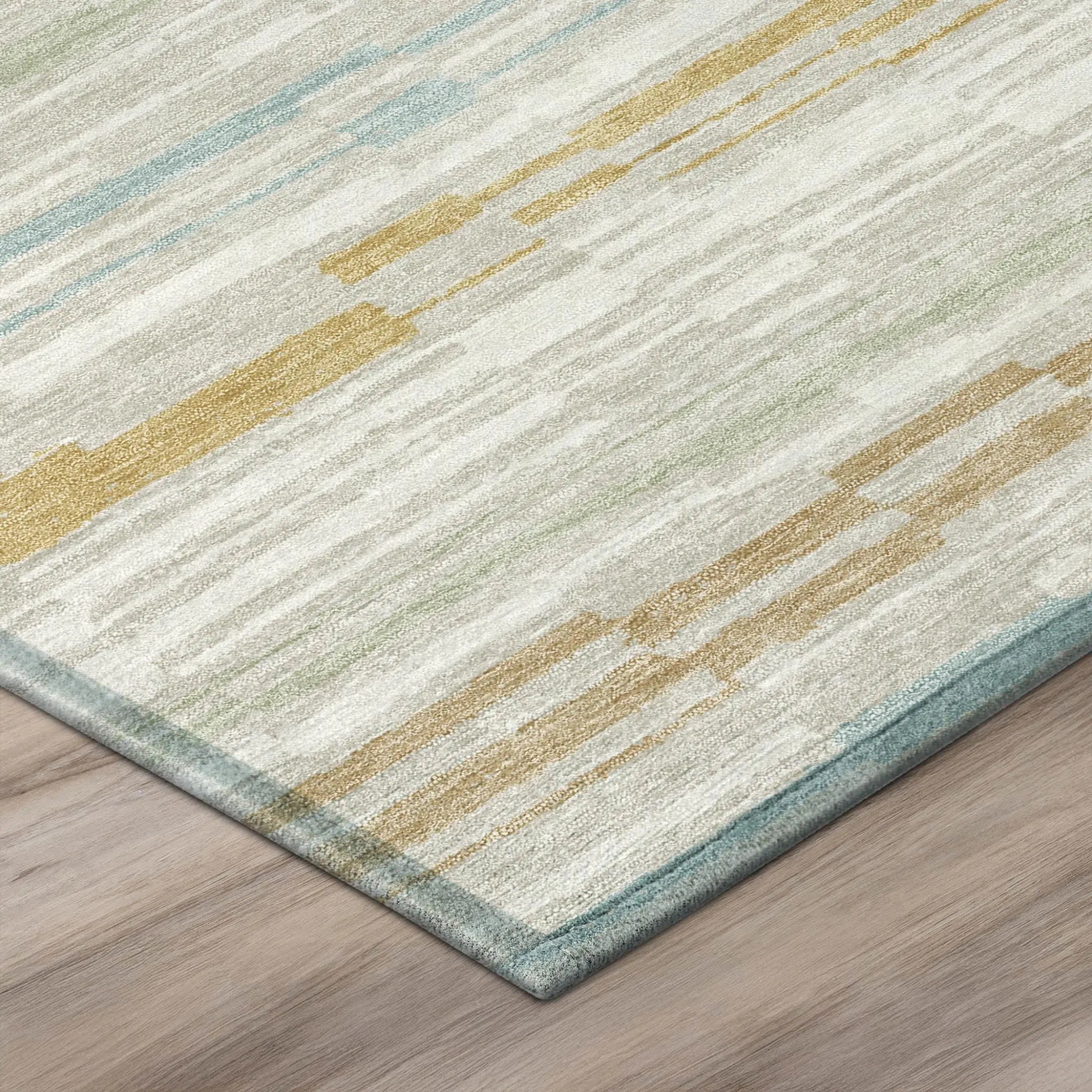 5' X 8' Linen And Ivory Striped Washable Indoor Outdoor Area Rug Homeroots Outdoor