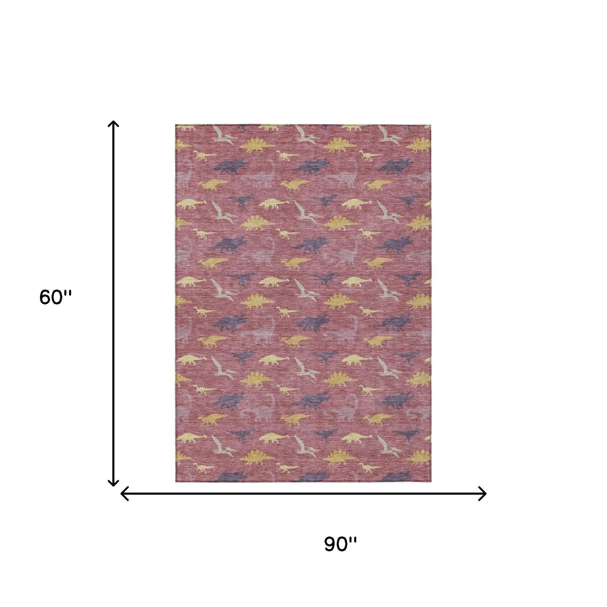 5' X 8' Mauve And Pink Geometric Washable Indoor Outdoor Area Rug Homeroots Outdoor