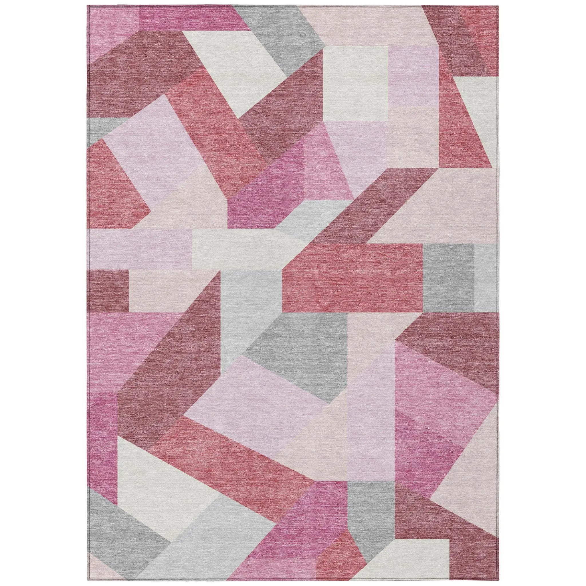 5' X 8' Mauve And Pink Geometric Washable Indoor Outdoor Area Rug Homeroots Outdoor