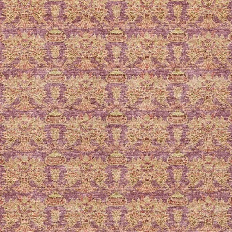 5' X 8' Mauve And Taupe Floral Washable Indoor Outdoor Area Rug Homeroots Outdoor