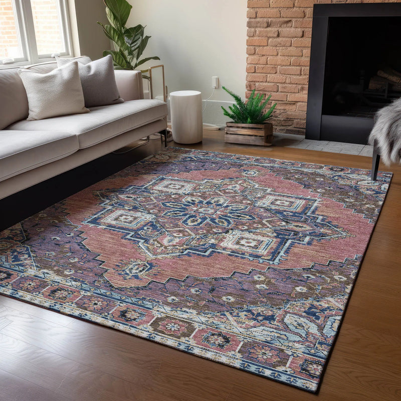 5' X 8' Merlot And Gold Oriental Washable Indoor Outdoor Area Rug Homeroots Outdoor