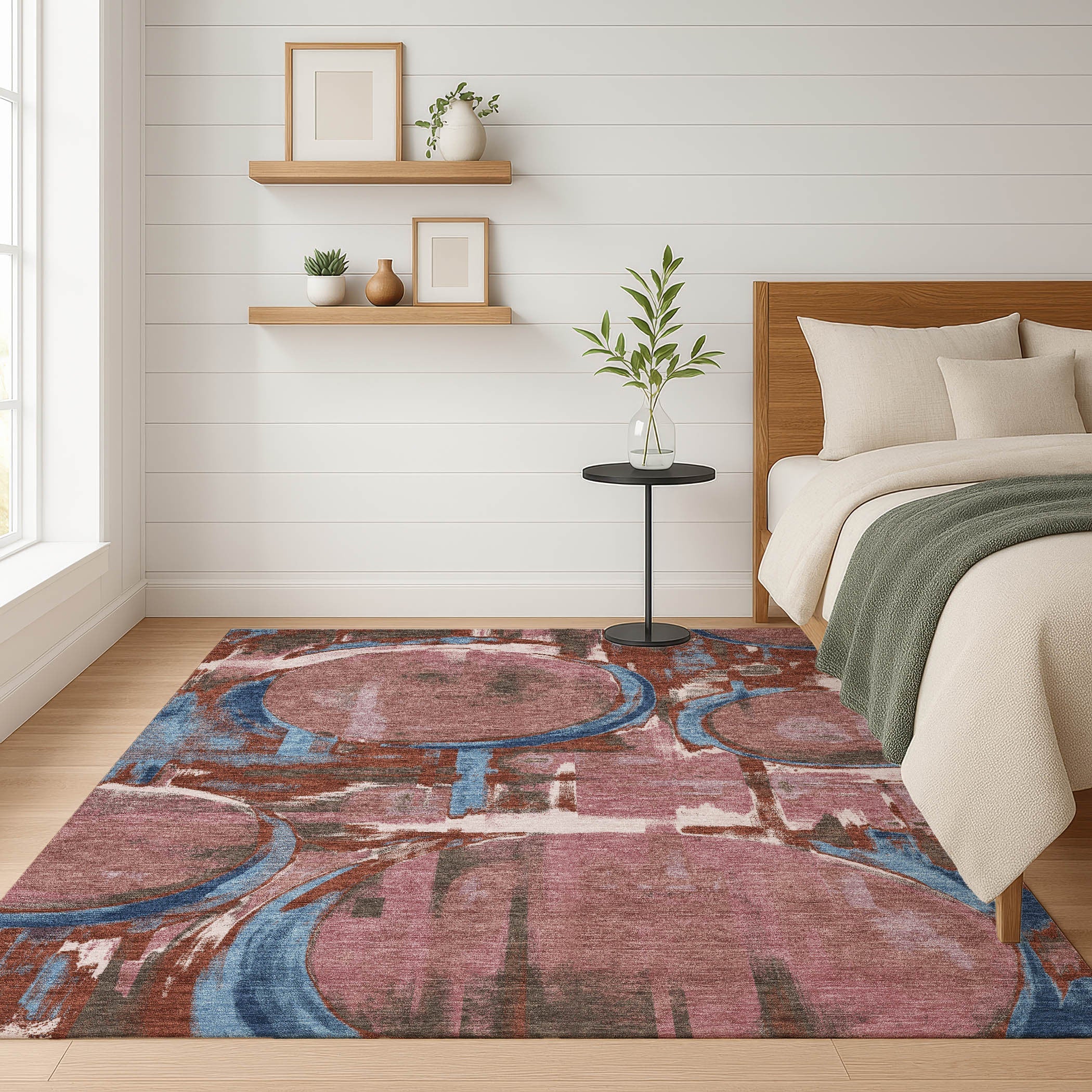 5' X 8' Merlot And Red Abstract Washable Indoor Outdoor Area Rug Homeroots Outdoor