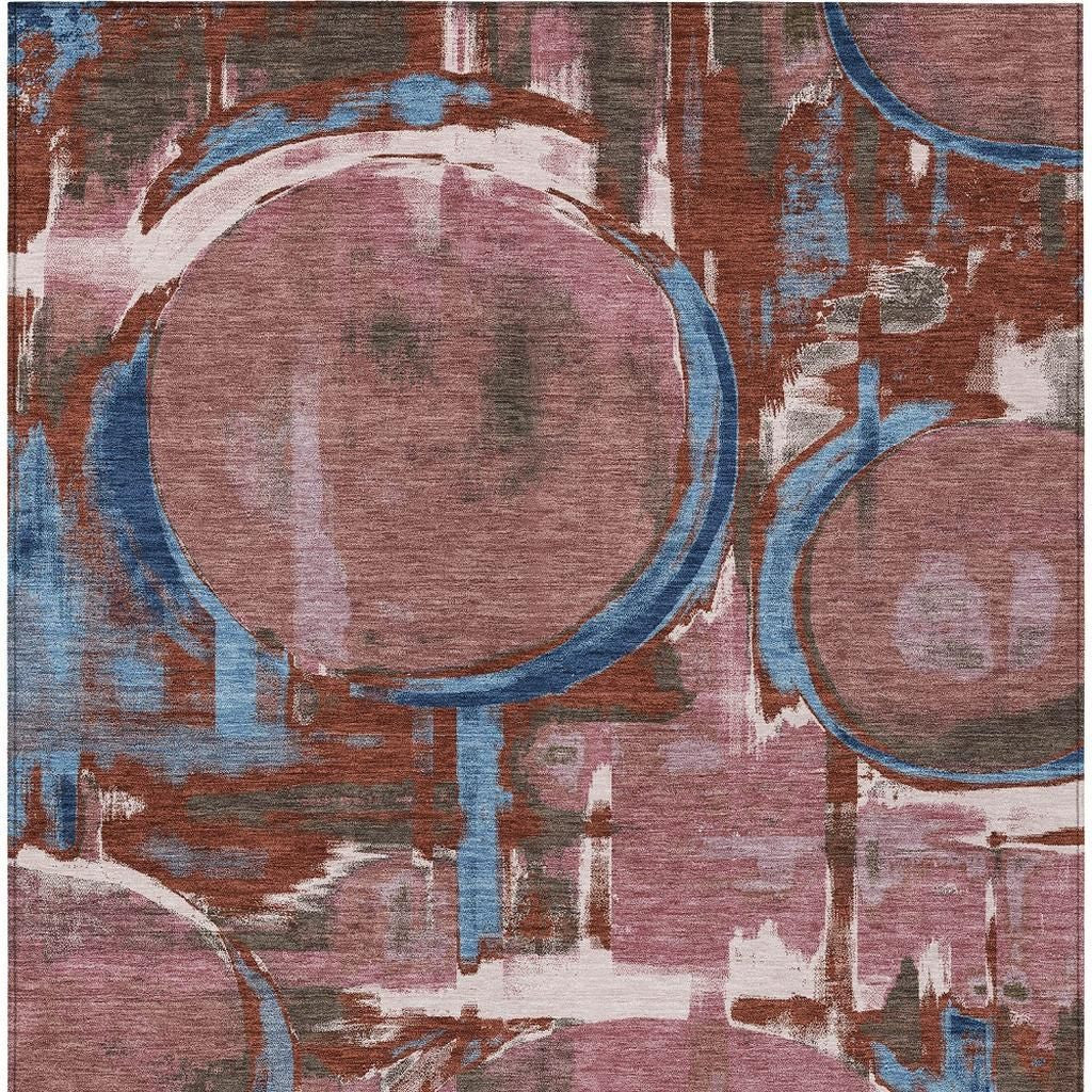 5' X 8' Merlot And Red Abstract Washable Indoor Outdoor Area Rug Homeroots Outdoor