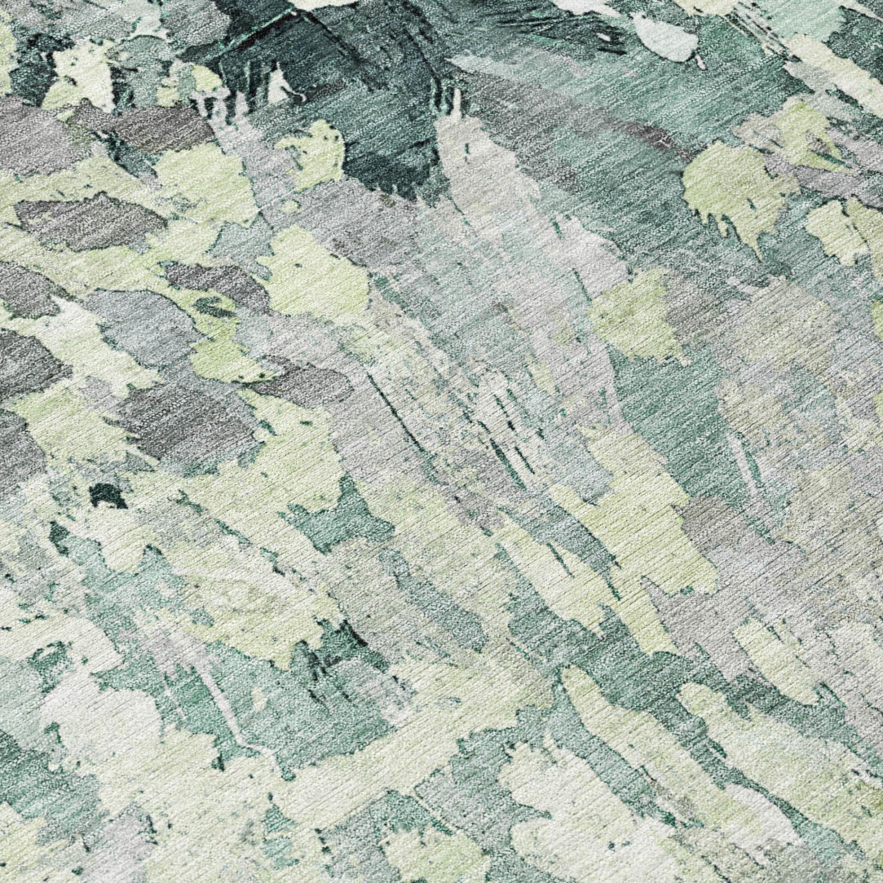 5' X 8' Mint Green And Green Abstract Washable Indoor Outdoor Area Rug Homeroots Outdoor